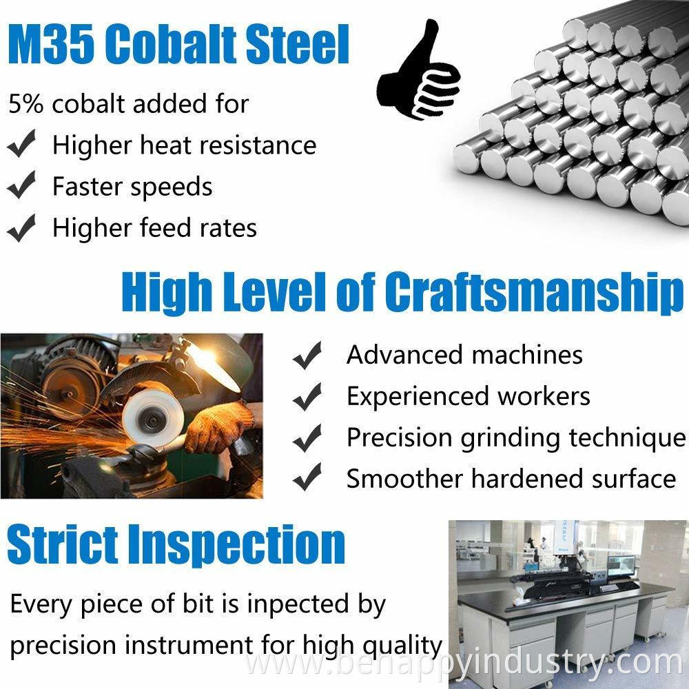 5/16 Inch Size M35 Cobalt Steel Twist Drill Bit Set of 5PCS, Jobber Length and Straight Shank HSS Drill Bits